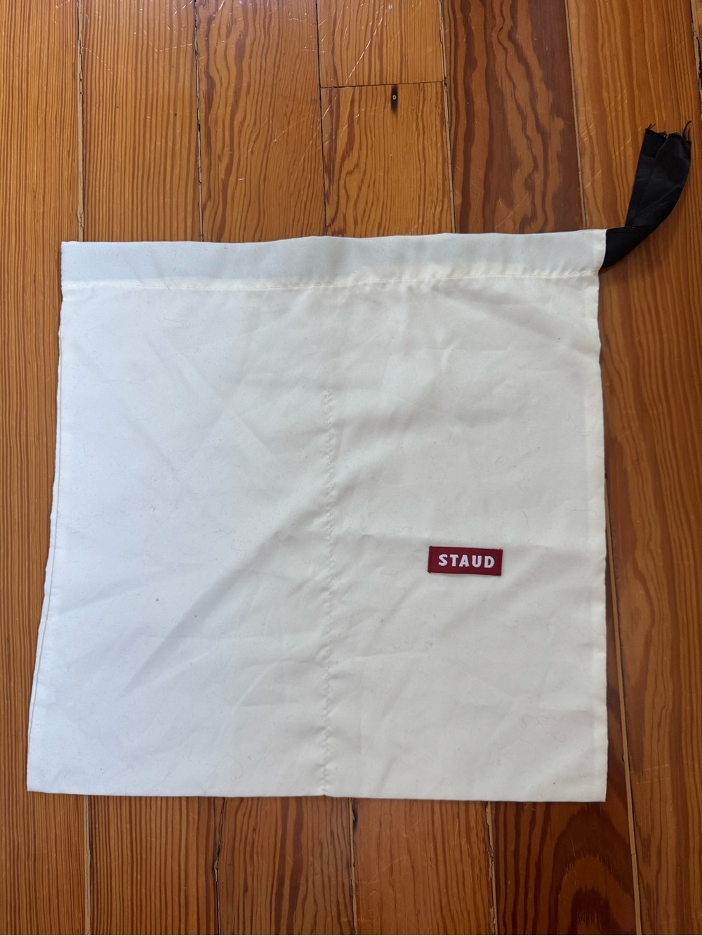 STAUD White Canvas Dust Bag with Red Logo